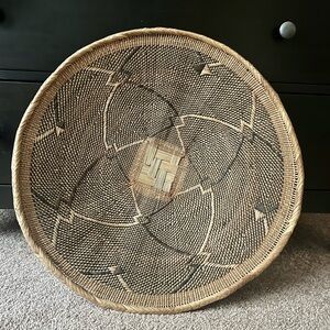 Vintage Tonga Binga Woven Basket | Zimbabwe | Large Geometric 20” Bohemian